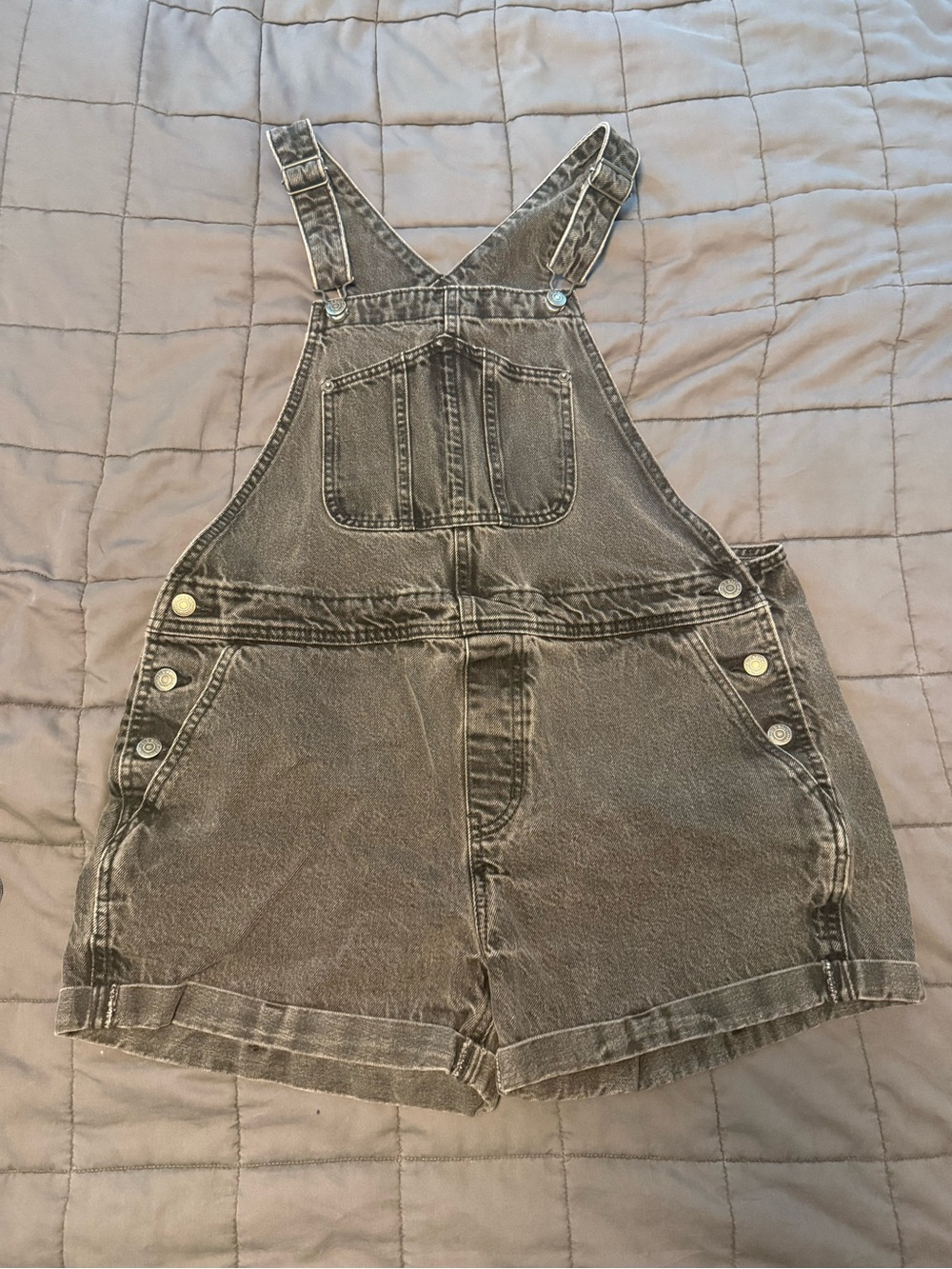 Old Navy Faded Black Denim Short Overalls